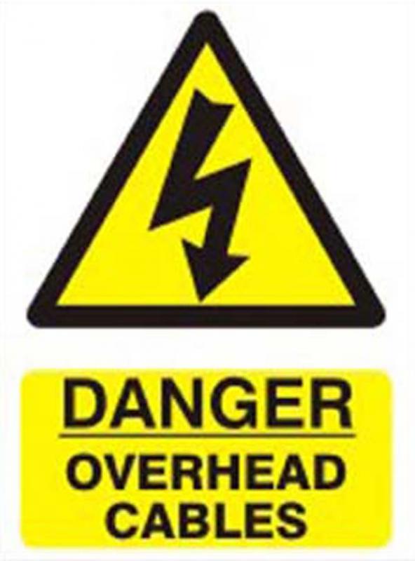 Danger Overhead Cables Farm Safety Sign Fast Delivery agridirect.ie