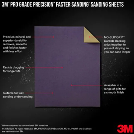 3M Pro Grade Precision Sanding Sheets 100 grit Medium