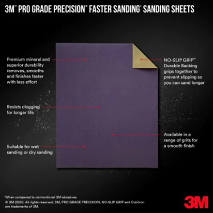 3M Pro Grade Precision Sanding Sheets 150 grit Medium