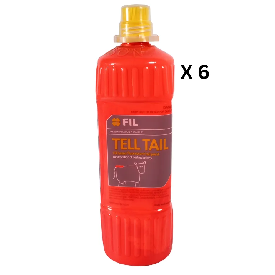Tell Tail Brush On Tail Paint 1L Red X 6