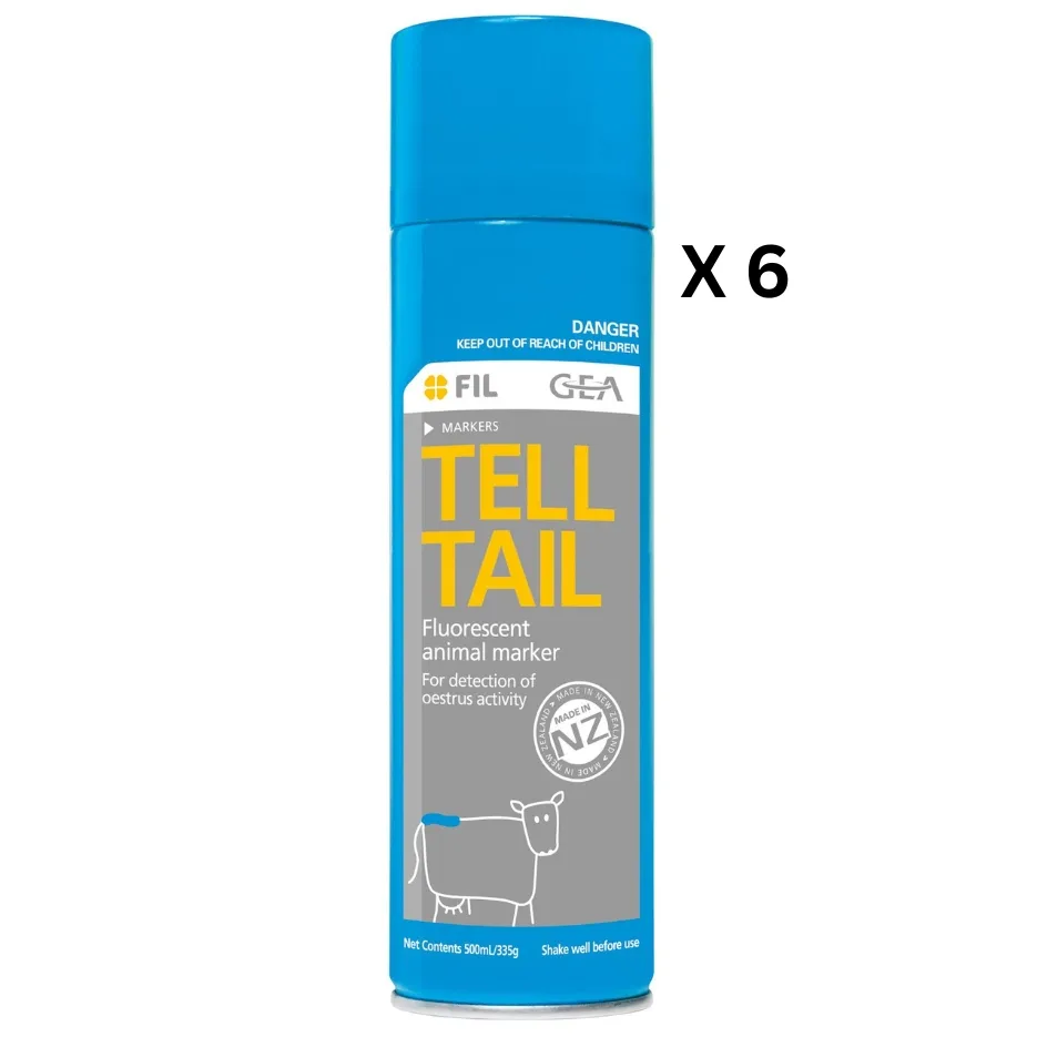 Tell Tail Spray On Tail Paint 500ml Blue X 6